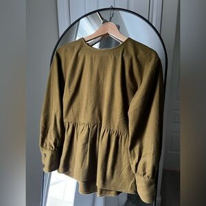 Madewell Flannel Button Back Peplum Top